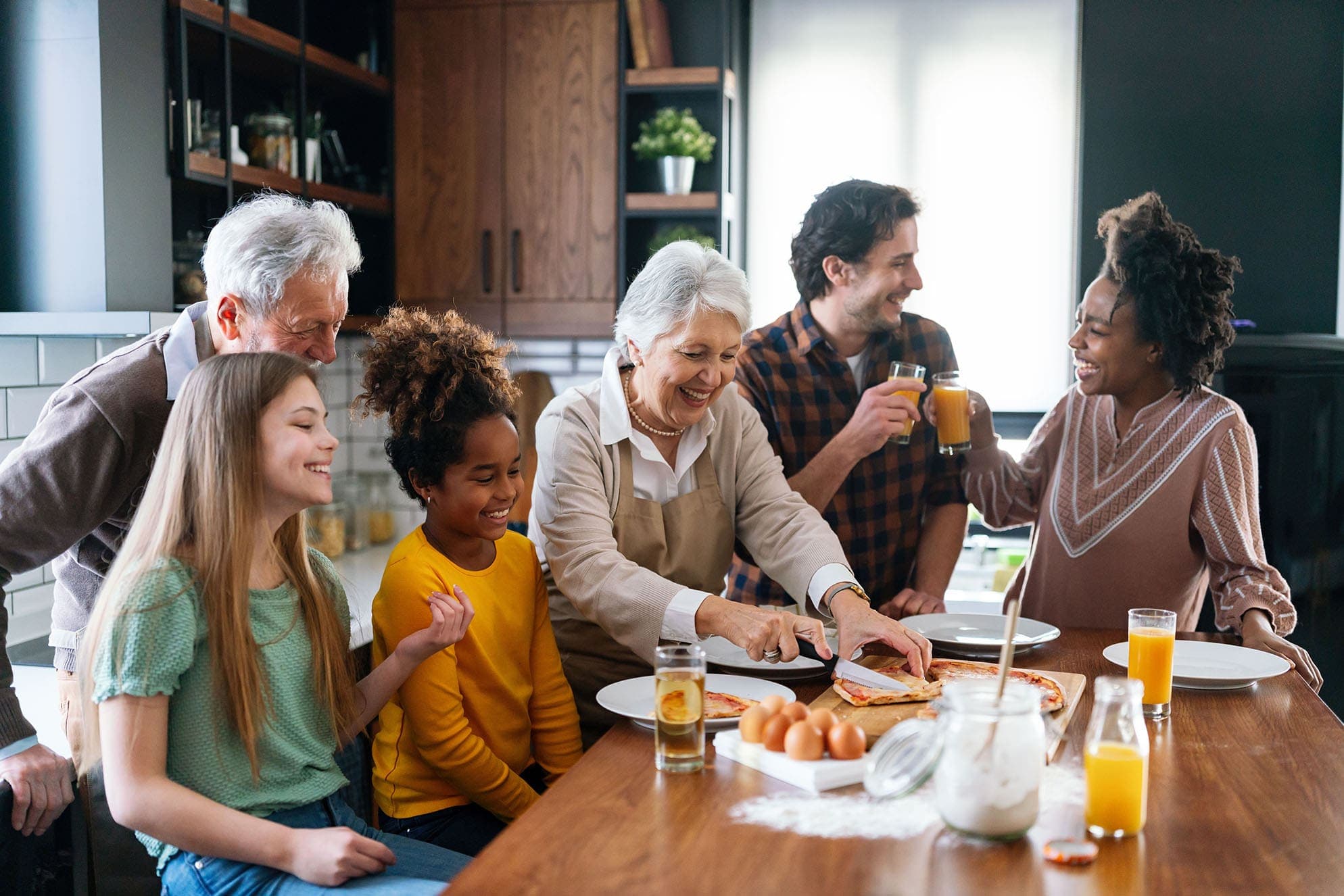 Family celebrating at a dinner table